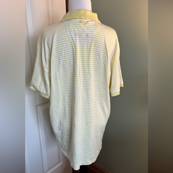 Puma Arnold Palmer Collab Light Yellow Striped Polo Shirt - Picture 3 of 4